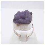 Grape Agate Sterling Silver Statement Ring - Size 8