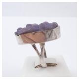 Grape Agate Sterling Silver Statement Ring - Size 8