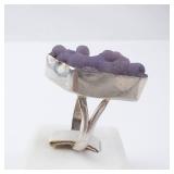Grape Agate Sterling Silver Statement Ring - Size 8