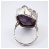 Grape Agate Sterling Silver Statement Ring - Size 8