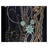 Assorted Fashion Jewelry - Necklaces, Chains, Pearls & Mint Green Flower Pendants