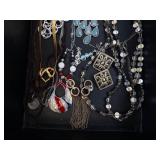 Assorted Jewelry Mix: Pearl Necklace, Turquoise Teardrop Accents & Silver Bead Chains