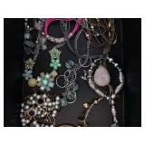 Turquoise Flower Pendants, Pink Cord Necklaces & Beaded Bracelets - Assorted Jewelry Set