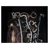 Pearl & Bead Costume Jewelry - Assorted Necklaces, Bracelets & Cross Pendants