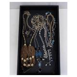 Costume Jewelry Collection - Turquoise Bead Necklaces, Blue Stone Chains, Gold-Tone Accents