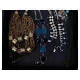 Costume Jewelry Collection - Turquoise Bead Necklaces, Blue Stone Chains, Gold-Tone Accents