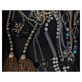 Costume Jewelry Collection - Turquoise Bead Necklaces, Blue Stone Chains, Gold-Tone Accents