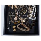 Costume Jewelry Tray - Assorted Necklaces, Bracelets & Earrings