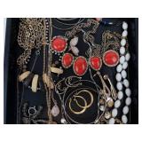 Costume Jewelry Tray - Assorted Necklaces, Bracelets & Earrings