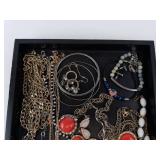 Costume Jewelry Tray - Assorted Necklaces, Bracelets & Earrings