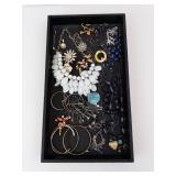 Costume Jewelry Tray - White Bead Necklace, Turquoise Pendant, Bangles