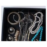 Costume Jewelry Assortment - Turquoise Bead Necklace, Pearl Strand, Red Gem Pendant & More