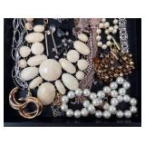Assorted Fashion Jewelry - Pearl Bead Necklace, Cream Beads, Gold-Tone Bracelets