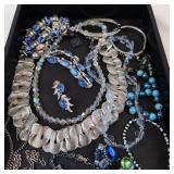 Blue & Green Bead Jewelry Set - Necklaces, Bracelets, Earrings