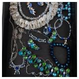 Blue & Green Bead Jewelry Set - Necklaces, Bracelets, Earrings