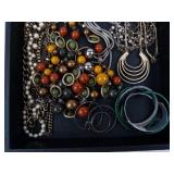Assorted Costume Jewelry Lot: Beaded Necklaces, Bracelets & Beads