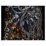 Assorted Costume Jewelry Lot: Beaded Necklaces, Bracelets & Beads