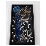Beaded Jewelry Assortment - Necklaces & Bracelets in Blue, Black & White