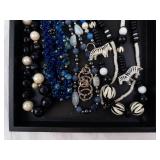 Beaded Jewelry Assortment - Necklaces & Bracelets in Blue, Black & White