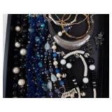 Beaded Jewelry Assortment - Necklaces & Bracelets in Blue, Black & White