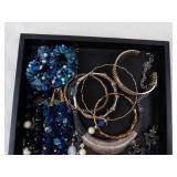 Beaded Jewelry Assortment - Necklaces & Bracelets in Blue, Black & White