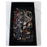 Assorted Costume Jewelry - Necklaces, Bracelets & Beads in Display Box