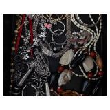 Assorted Costume Jewelry - Necklaces, Bracelets & Beads in Display Box