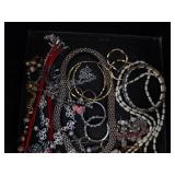 Assorted Costume Jewelry - Necklaces, Bracelets & Beads in Display Box