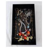 Necklaces & Beads - Turquoise-Tone Pendants, Red/Orange Glass & Silver Chains