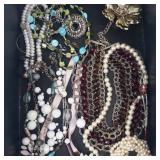 Assorted Costume Jewelry Necklaces & Bracelets - Pearl & Bead Mix in Box