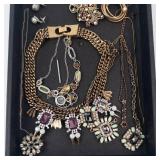 Costume Jewelry Lot - Mixed Necklaces, Bracelets, Earrings & Brooches