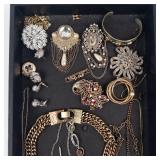 Costume Jewelry Lot - Mixed Necklaces, Bracelets, Earrings & Brooches