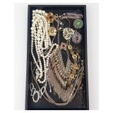 Assorted Costume Pearl Jewelry - Necklaces, Brooches & Chains
