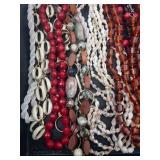 Beaded Necklaces Assorted Bead Strands - Shell, Glass, Wood, Stone Beads