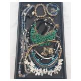 Boho Beaded Jewelry Set - Assorted Necklaces & Bracelets in Green, Turquoise & Blue