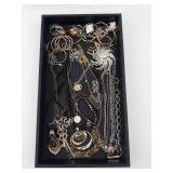 Costume Jewelry - Assorted Necklaces, Bracelets & Earrings In Tray