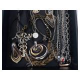 Costume Jewelry - Assorted Necklaces, Bracelets & Earrings In Tray