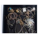 Costume Jewelry - Assorted Necklaces, Bracelets & Earrings In Tray