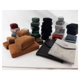 Used Assorted Velvet Jewelry Boxes & Pouches - Ring Boxes in Green, Black, Gray, Tan