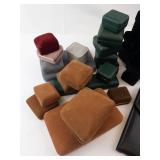 Used Assorted Velvet Jewelry Boxes & Pouches - Ring Boxes in Green, Black, Gray, Tan