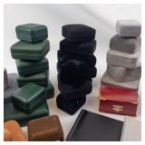 Used Assorted Velvet Jewelry Boxes & Pouches - Ring Boxes in Green, Black, Gray, Tan