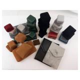 Used Assorted Velvet Jewelry Boxes & Pouches - Ring Boxes in Green, Black, Gray, Tan