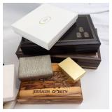 Assorted Jewelry Boxes & Cases - Leather, Wood & Cardboard, Mixed Brands & Sizes
