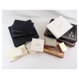 Assorted Jewelry Boxes & Cases - Leather, Wood & Cardboard, Mixed Brands & Sizes