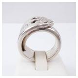 Edwards England Spoon Ring - Handmade Silvertone Floral Bouquet Top