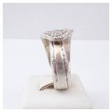 Edwards England Spoon Ring - Handmade Silvertone Floral Bouquet Top