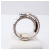 Edwards England Spoon Ring - Handmade Silvertone Floral Bouquet Top