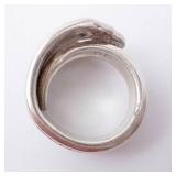Edwards England Spoon Ring - Handmade Silvertone Floral Bouquet Top