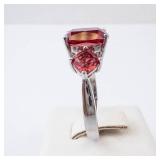 BBJ Sterling Silver Ring - Red Center Gemstone, Size 8.75
