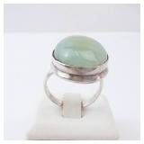 Sterling Silver Green Moon Stone? Ring. Size 8